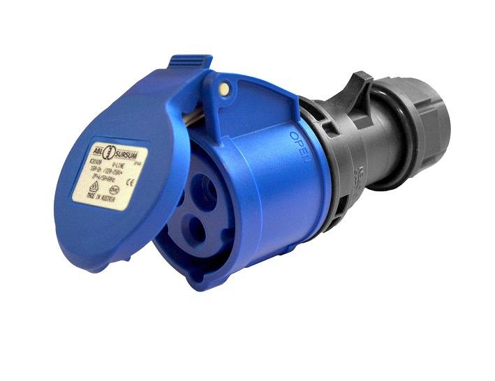 CEE Coupler 3-pin 1x16A, Blue, IP44