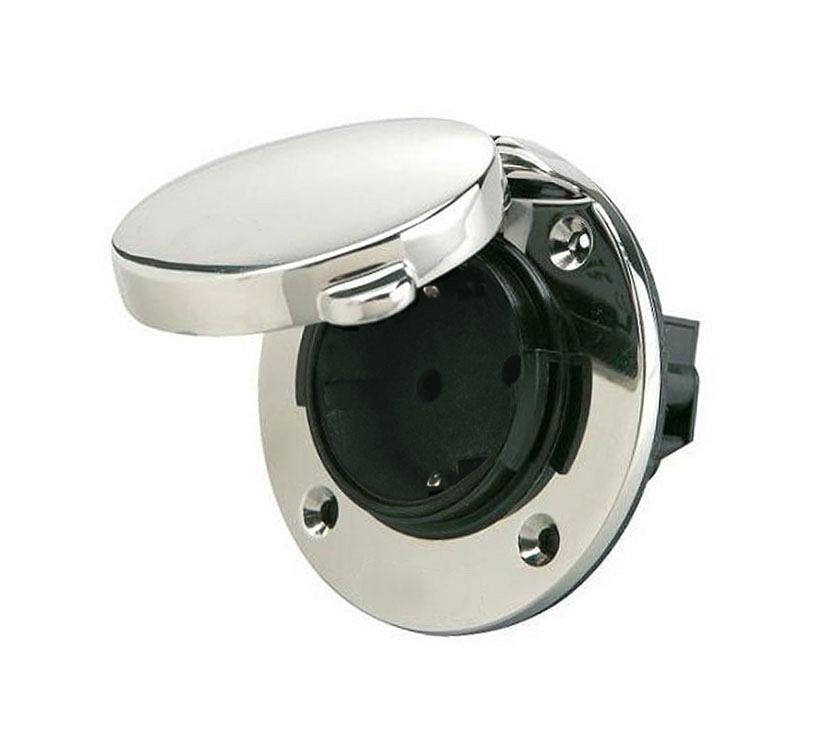 Shore Power MP16 Stainless Steel Schuko Outlet Socket IP56
