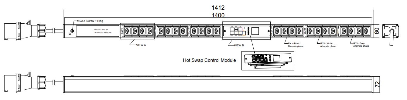 PIM-V-11-24IEX IPDU Per Inlet Monitored Metered Intelligent Power Distribution with remote internet access for information per inlet