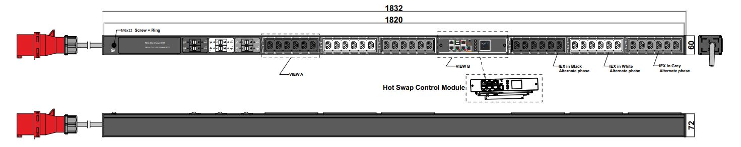 PIM-V-22-36IEX IPDU Per Inlet Monitored Metered Intelligent Power Distribution with remote internet access for information per inlet