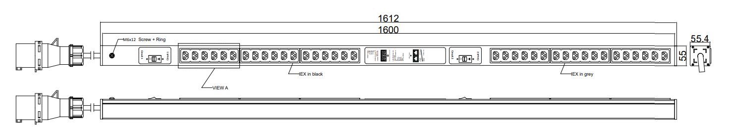 PIML-V-72-36IEX IPDU Per Inlet Monitored Light Metered Intelligent Power Distribution with remote internet access for information per inlet. (No SNMP Controller)