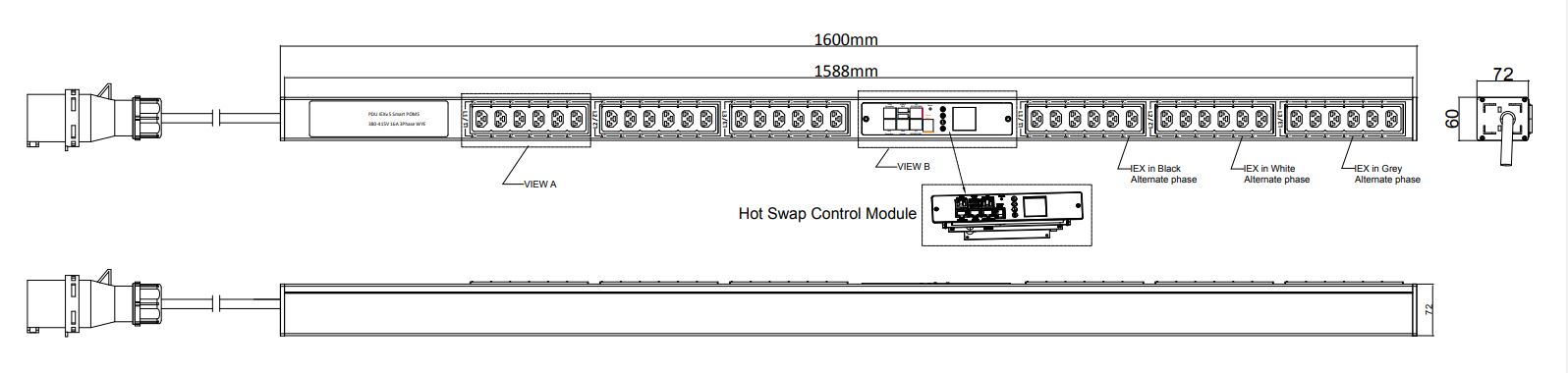 POM-V-11-36IEX IPDU Per Outlet Monitored Metered Intelligent Power Distribution with remote internet access for information per outlet