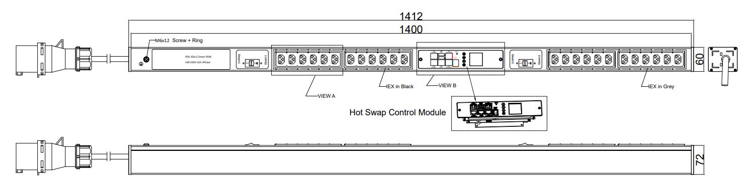 POM-V-72-24IEX IPDU Per Outlet Monitored Metered Intelligent Power Distribution with remote internet access for information per outlet