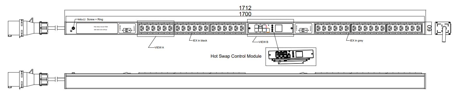 POM-V-72-36IEX IPDU Per Outlet Monitored Metered Intelligent Power Distribution with remote internet access for information per outlet