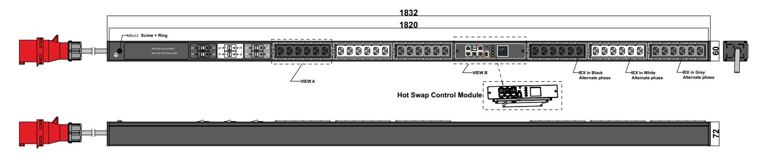 POMS-V-22-36IEX IPDU Per Outlet Monitored & Switched Metered Intelligent Power Distribution Unit with remote internet access for information and on/off switching per outlet