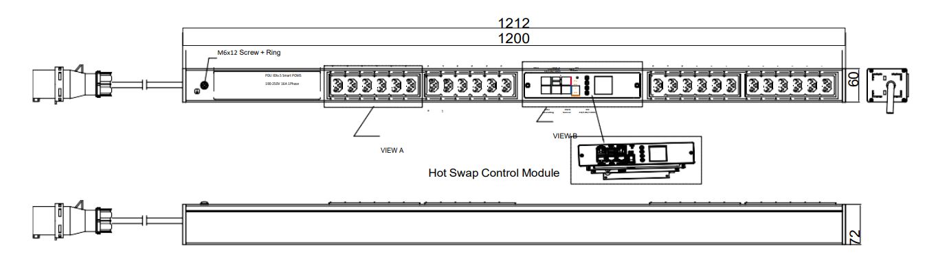 POMS-V-36-24IEX IPDU Per Outlet Monitored & Switched Metered Intelligent Power Distribution Unit with remote internet access for information and on/off switching per outlet