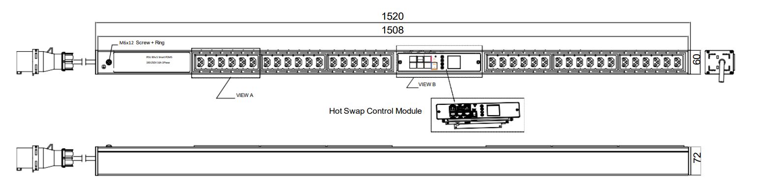 POMS-V-36-36IEX IPDU Per Outlet Monitored & Switched Metered Intelligent Power Distribution Unit with remote internet access for information and on/off switching per outlet