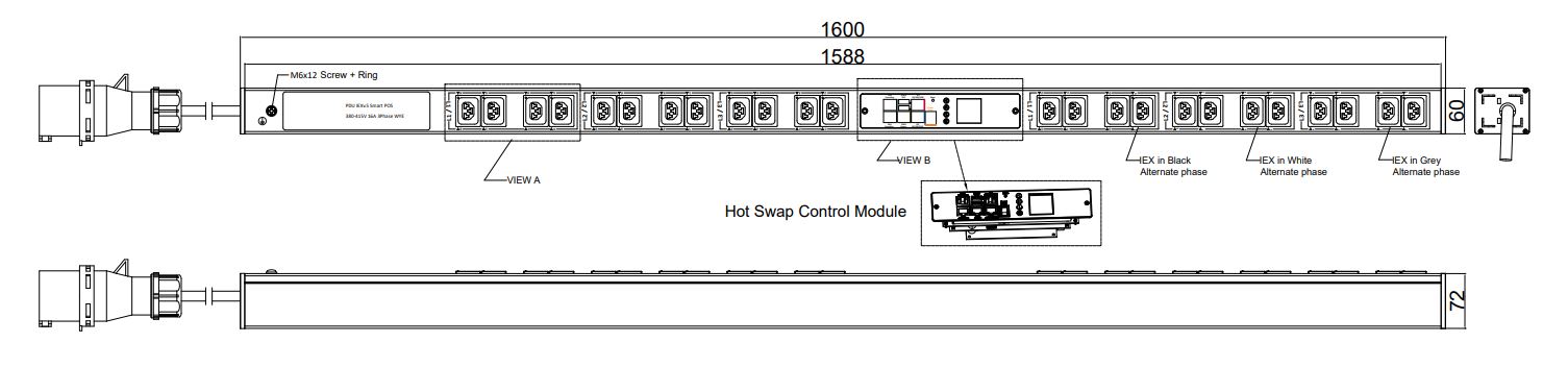 POS-V-11-24IEX IPDU Per Outlet Switched Metered Intelligent Power Distribution with remote internet access for  information per inlet and remote switching per outlet.