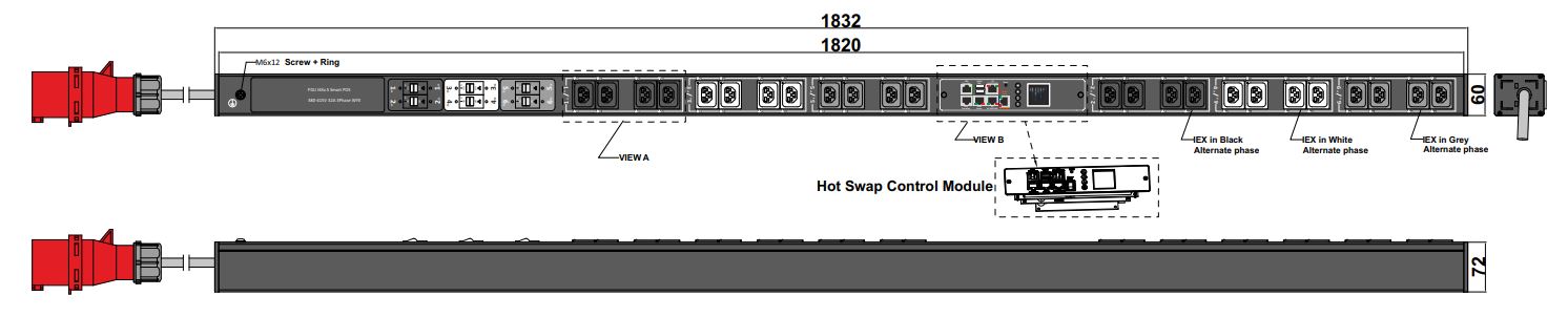 POS-V-22-24IEX IPDU Per Outlet Switched Metered Intelligent Power Distribution with remote internet access for  information per inlet and remote switching per outlet.