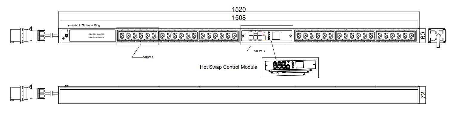 POS-V-36-36IEX IPDU Per Outlet Switched Metered Intelligent Power Distribution with remote internet access for  information per inlet and remote switching per outlet.