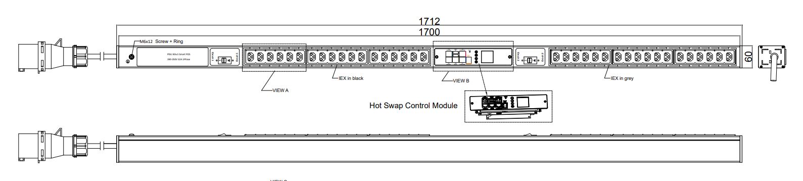 POS-V-72-36IEX IPDU Per Outlet Switched Metered Intelligent Power Distribution with remote internet access for  information per inlet and remote switching per outlet.